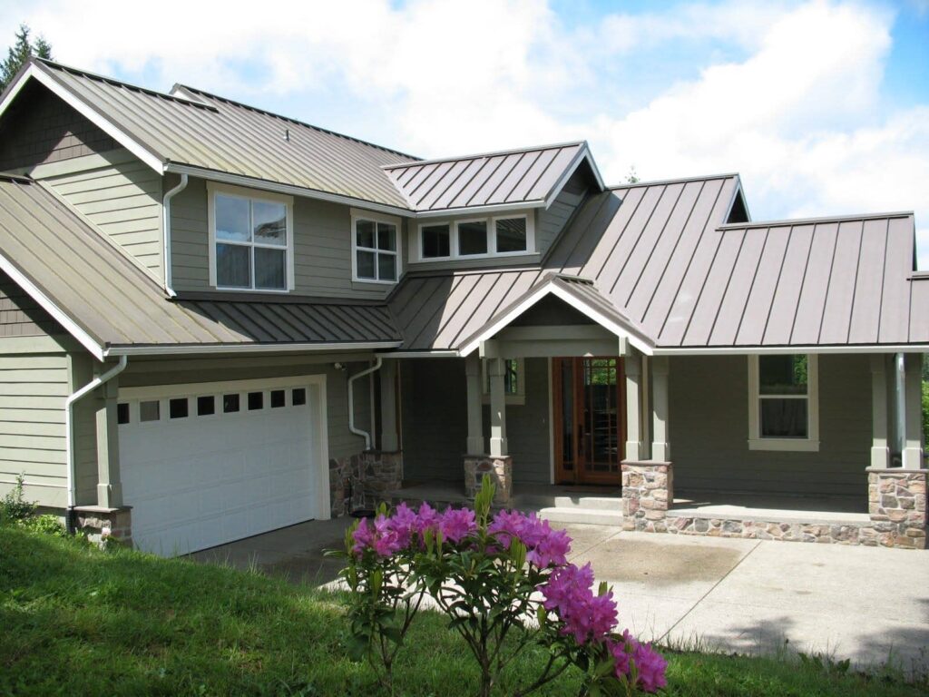 Grey metal roofing